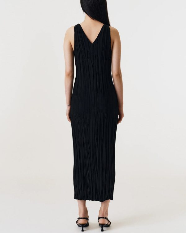 Black Maise Pleated Plisse Dress Online