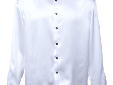 White Long Sleeve Silk Sportshirt For Cheap