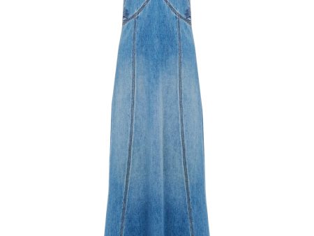 V Neck Denim Dress in Foggy Blue Fashion