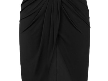 Black Jersey Lustrous Draped Skirt For Discount