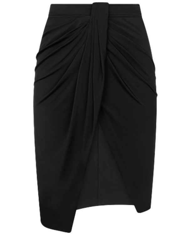 Black Jersey Lustrous Draped Skirt For Discount