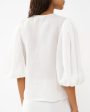 White Balloon Sleeve Blouse Discount