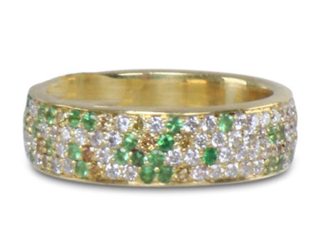 Tsavorite and Yellow Sapphire Four Row Eternity Band Online now