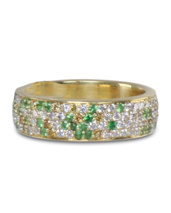 Tsavorite and Yellow Sapphire Four Row Eternity Band Online now