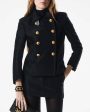 Black Silk Boucle Peacoat Sale