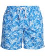 Blue Palm Print Swim Short For Sale