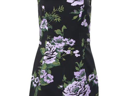 Black Floral Print Sleeveless Mini Dress For Sale