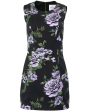 Black Floral Print Sleeveless Mini Dress For Sale