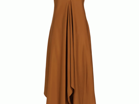 Tan Silk Strap Dress with Wider Hem Discount