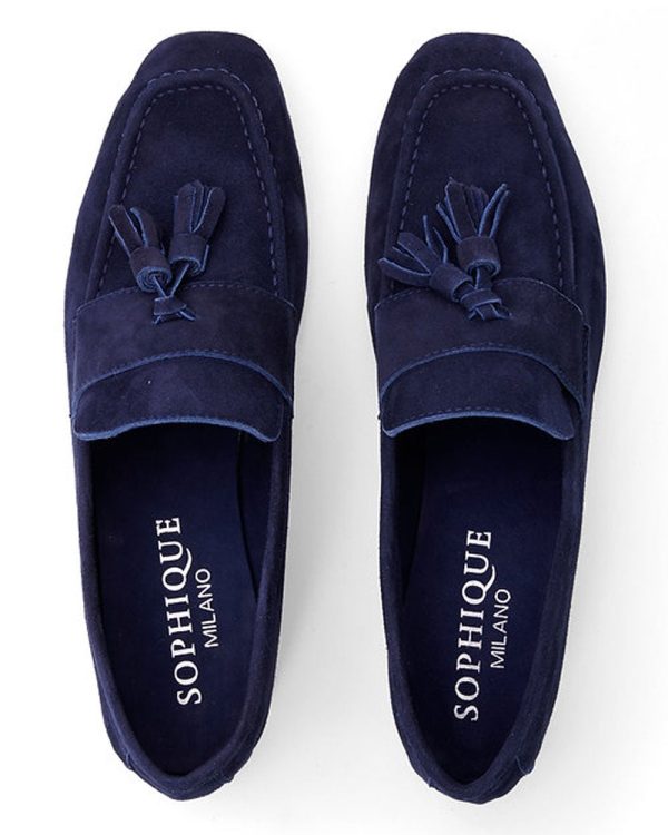 Trevi Tassel Loafer in Blue Ink Online now