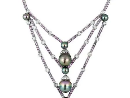 Tahitian Pearl and Pink Sapphire Necklace Supply