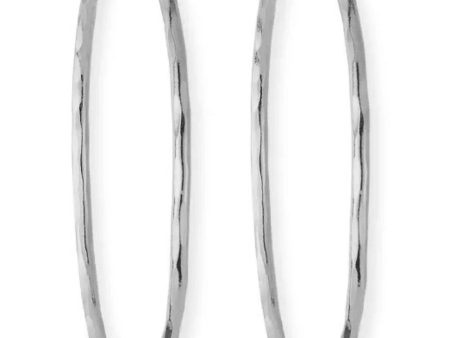 XL Hammered Silver Skinny Hoops on Sale