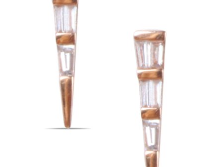 Baguette Diamond Dagger Studs Fashion