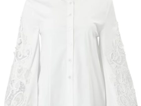 White Embroidered Puff Sleeve Blouse Online now