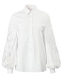 White Embroidered Puff Sleeve Blouse Online now