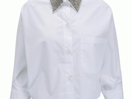 White Soon To Be Ex Crystal Collared Button Down Cheap