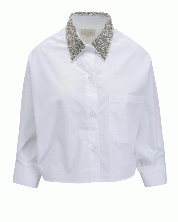 White Soon To Be Ex Crystal Collared Button Down Cheap