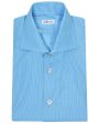 Turquoise and White Micro Stripe Cotton Sportshirt Hot on Sale