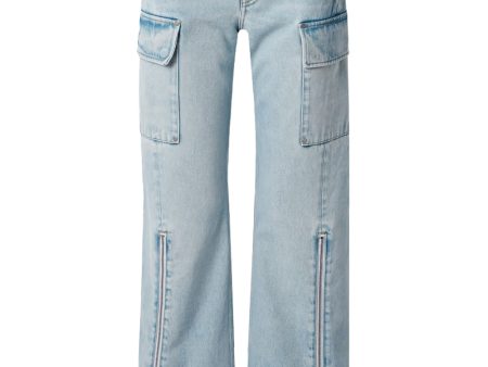 Zip Cargo Jean in Vintage Blue Hot on Sale