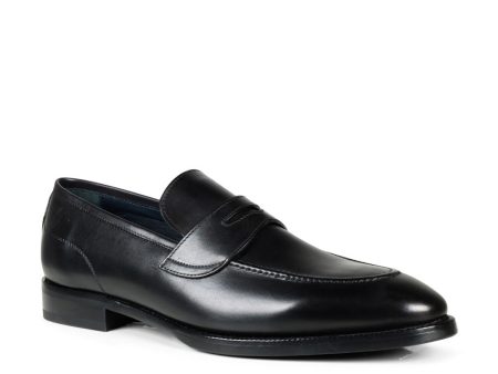 Aviono Leather Dress Loafer in Nero Online Hot Sale