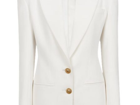 Blanc Crepe Fitted Jacket Online Sale