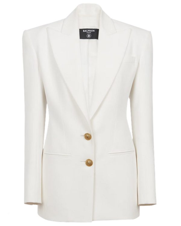 Blanc Crepe Fitted Jacket Online Sale