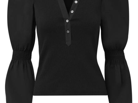 Black Effy Puff Sleeve Top For Sale