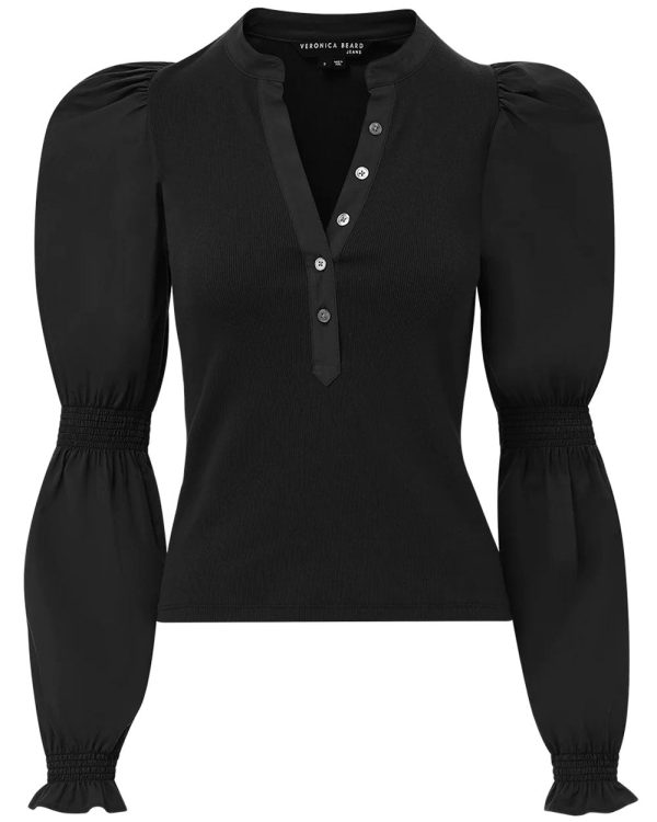 Black Effy Puff Sleeve Top For Sale