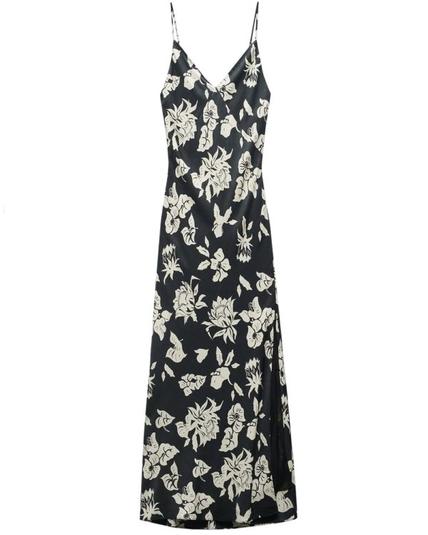 Black Floral Print Larissa Dress For Discount