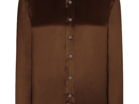 Wood Brown Fluid Button Down Shirt Fashion