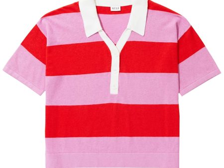 The Buell Polo in Blush and Poppy Stripe Online Hot Sale