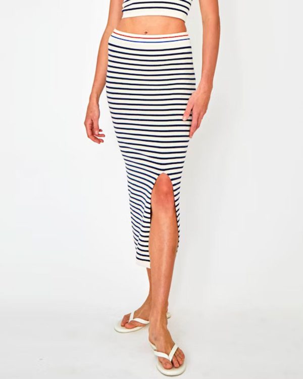 The Dee Tube Skirt in Cream and Navy Stripe Sale