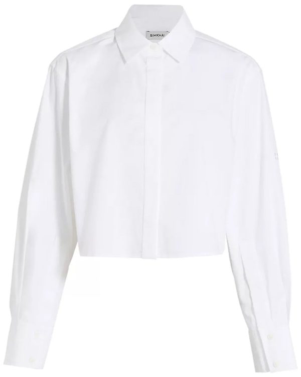 White Crop Renata Button Down Shirt Online Sale