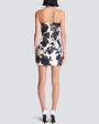 Blanc and Noir Roses Print Leather Mini Dress For Discount