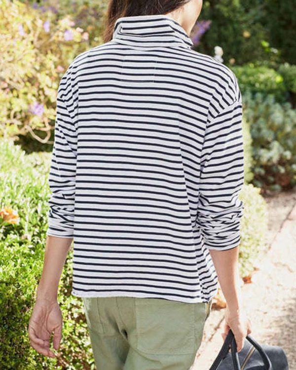 White and British Royal Navy Stripe Patrick Popover Henley For Sale