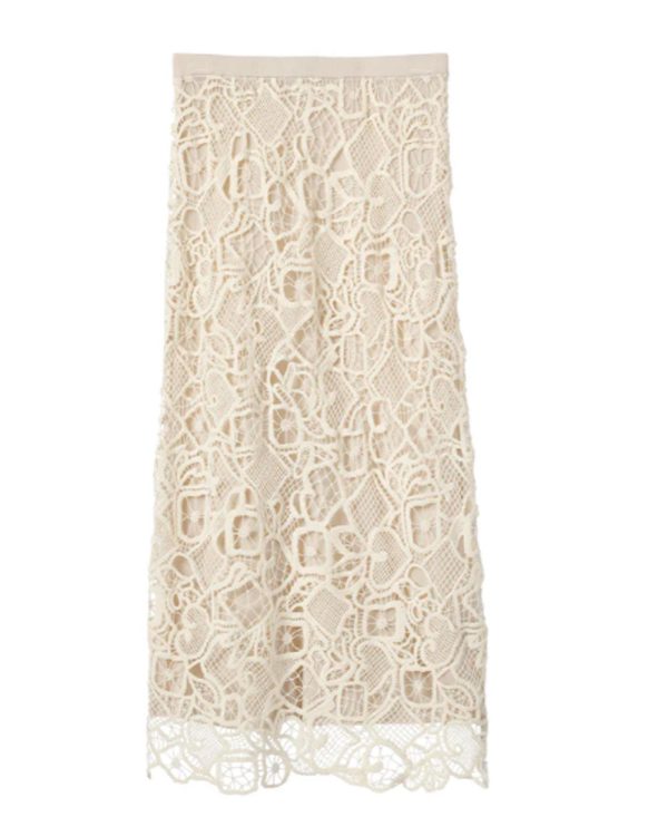 Warm White Shay Lace Midi Skirt Sale