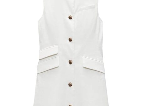 White Linen Slade Vest Dress Cheap