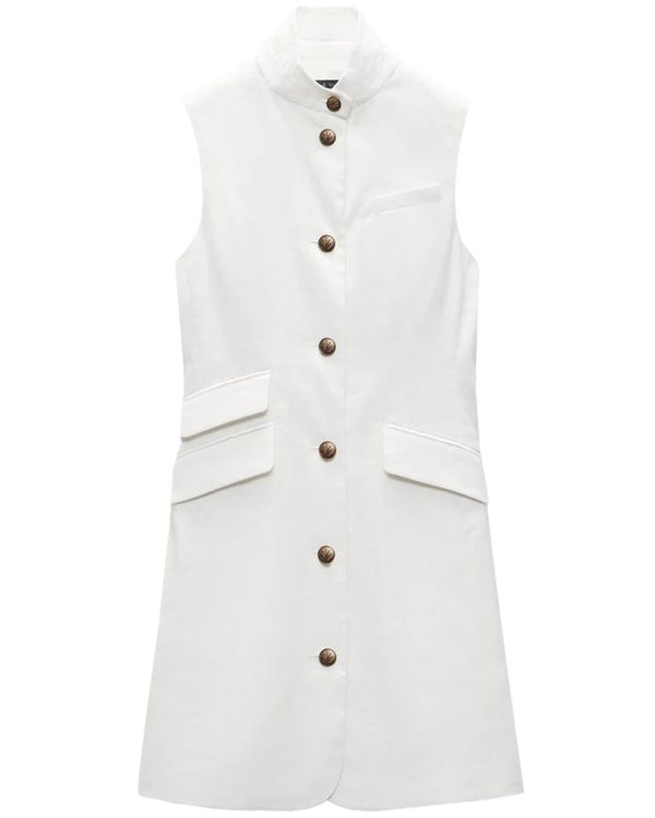 White Linen Slade Vest Dress Cheap