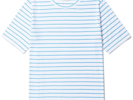 The Modern Tee in White and Azzurro Stripe Sale