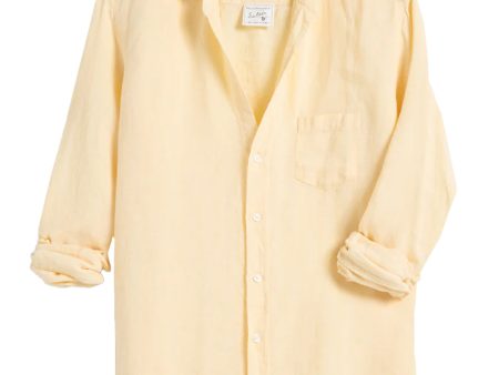 Yellow Stripe Linen Eileen Button Up Shirt For Discount