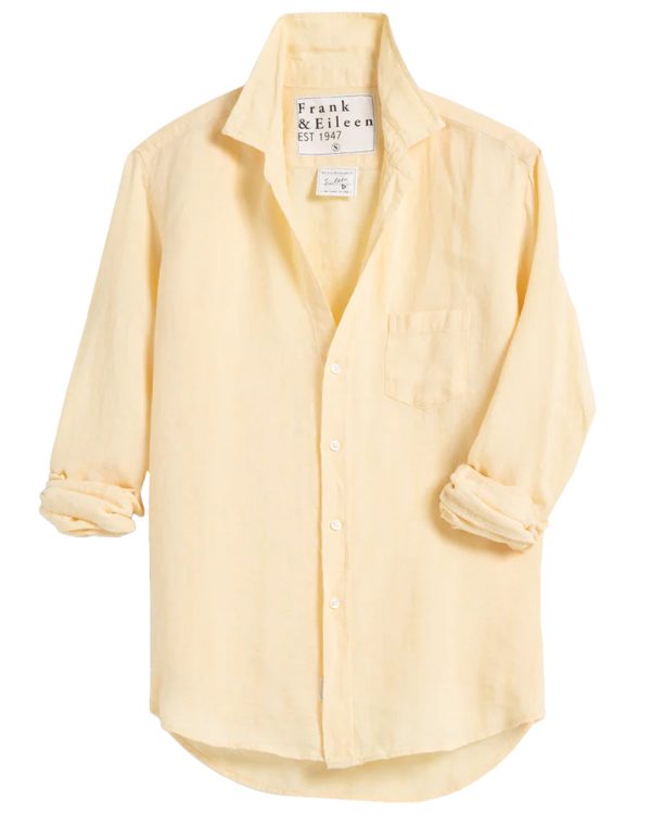 Yellow Stripe Linen Eileen Button Up Shirt For Discount