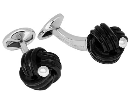 Sterling Silver and Black Onyx Knot Cufflinks Hot on Sale