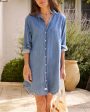 Vintage Stonewash Indigo Denim Mary Shirt Dress For Discount