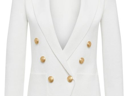 White and Gold Knit Kenzie Blazer Online Hot Sale