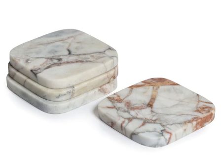 Rosso Verona Matte Marble Coaster Set Hot on Sale