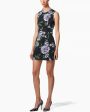 Black Floral Print Sleeveless Mini Dress For Sale