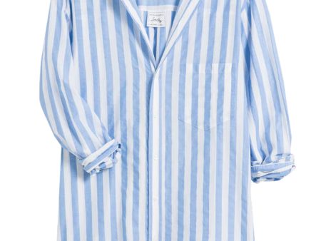 Wide Blue and White Stripe Joedy Button Up Shirt Supply