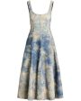 Blue and Pearl Wildflower Sleeveless Day Dress For Cheap