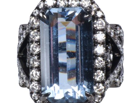 Aqua and Diamond Statement Ring Online Hot Sale