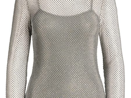 Asteroid Embellished Diamond Net Pullover For Sale